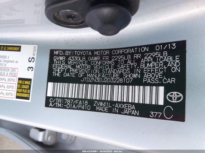 2013 TOYOTA PRIUS V VIN: JTDZN3EU2D3228107