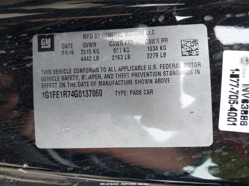 2016 CHEVROLET CAMARO 1SS - 1G1FE1R74G0137060