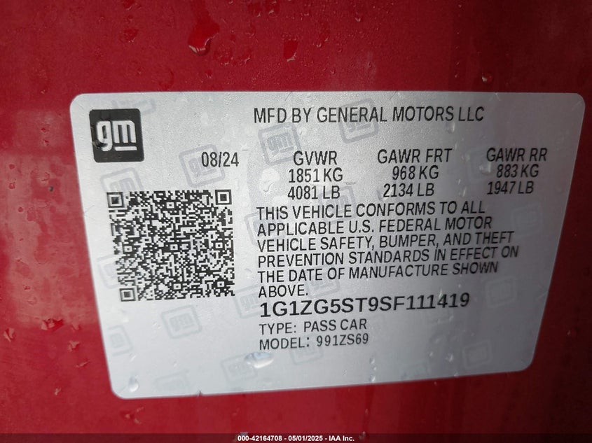 2025 CHEVROLET MALIBU FWD RS - 1G1ZG5ST9SF111419