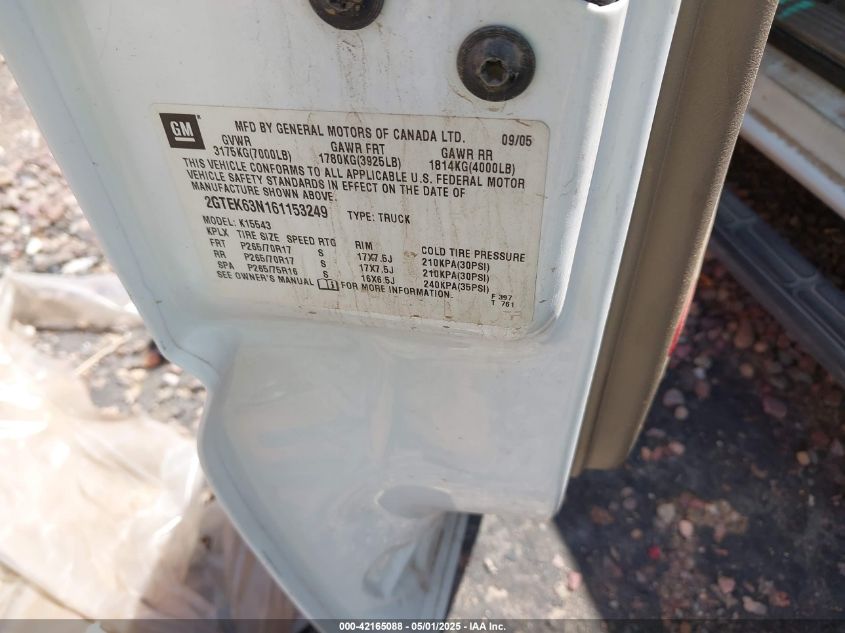 2006 GMC Sierra 1500 Denali VIN: 2GTEK63N161153249 Lot: 42165088