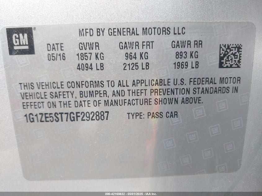 2016 CHEVROLET MALIBU 1LT - 1G1ZE5ST7GF292887