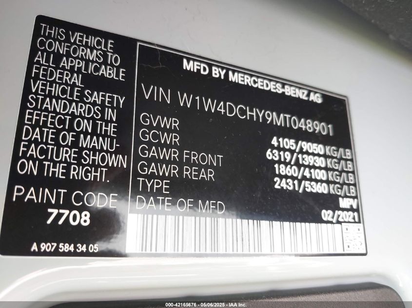 2021 Mercedes-Benz Sprinter 2500 - W1W4DCHY9MT048901