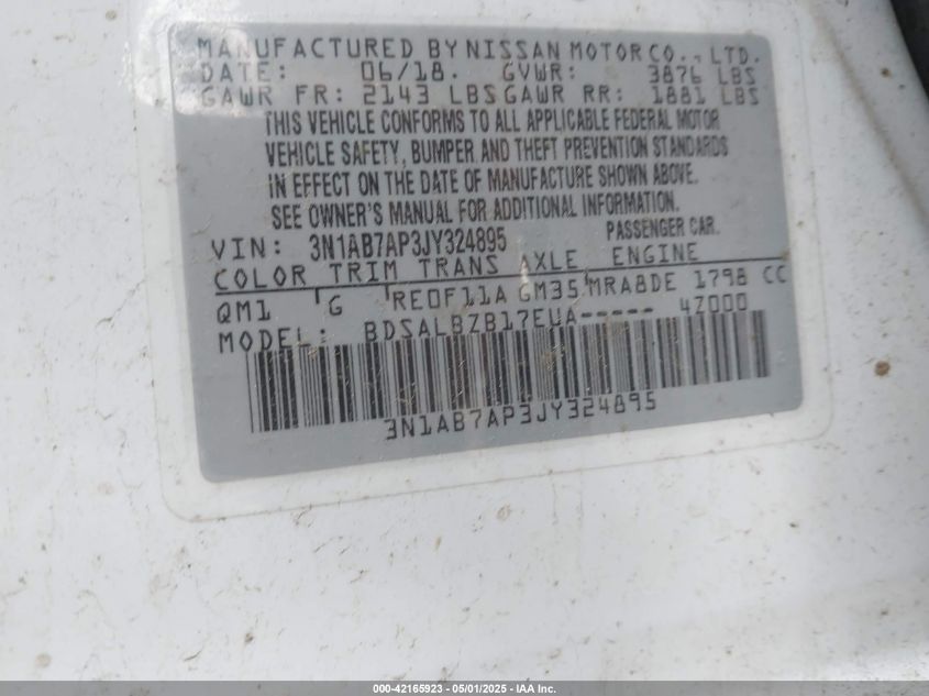 2018 NISSAN SENTRA S - 3N1AB7AP3JY324895