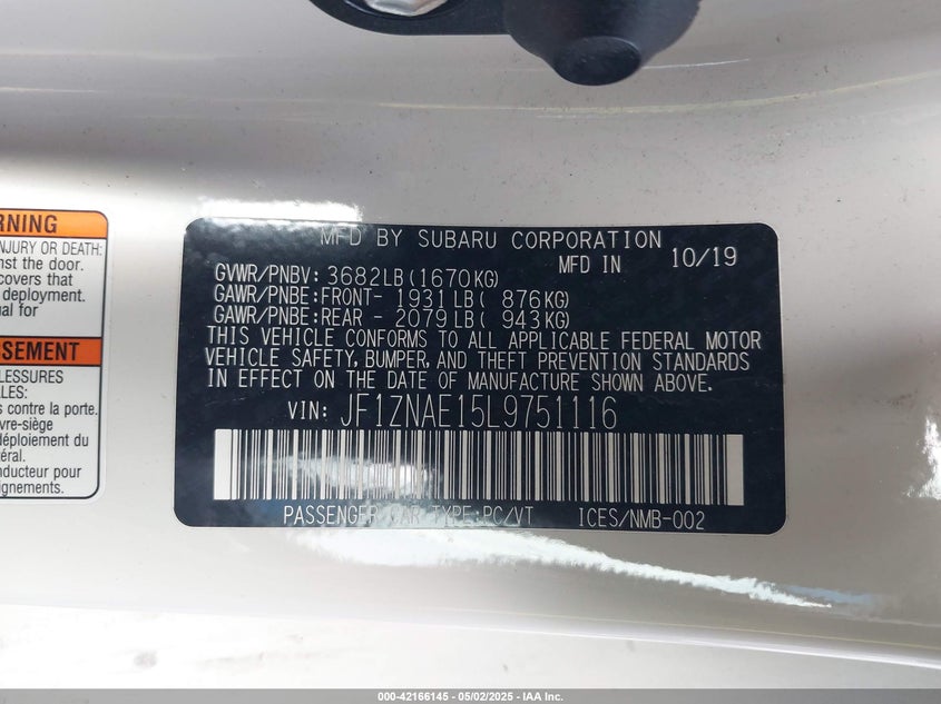 2020 TOYOTA 86 VIN: JF1ZNAE15L9751116