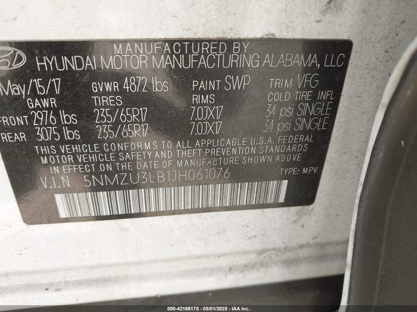 2018 HYUNDAI SANTA FE SPORT 2.4L - 5NMZU3LB1JH061076