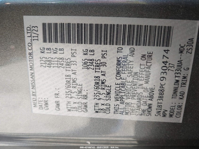 VIN 5N1BT3BB8PC930474 2023 NISSAN ROGUE SV INTELLIGENT AWD