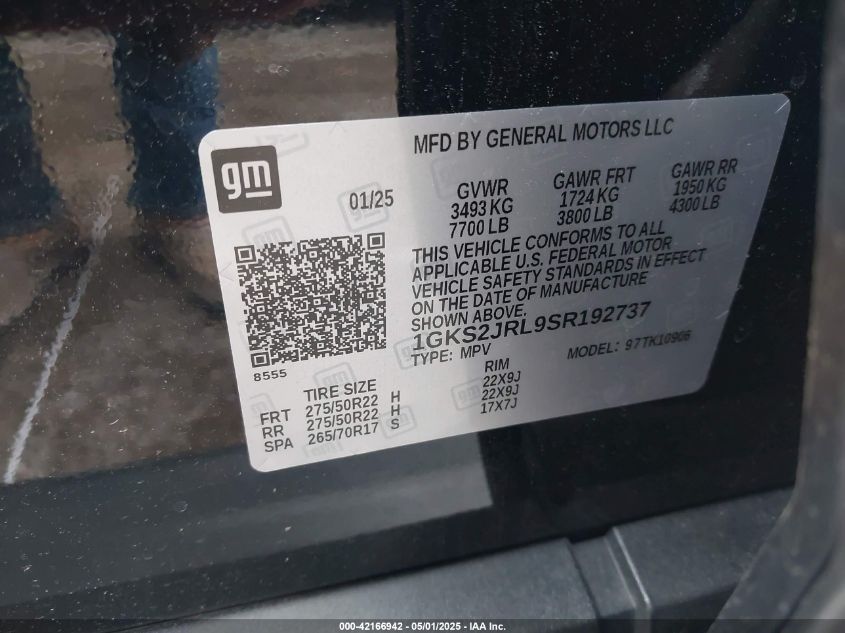 2025 GMC Yukon XL - 1GKS2JRL9SR192737