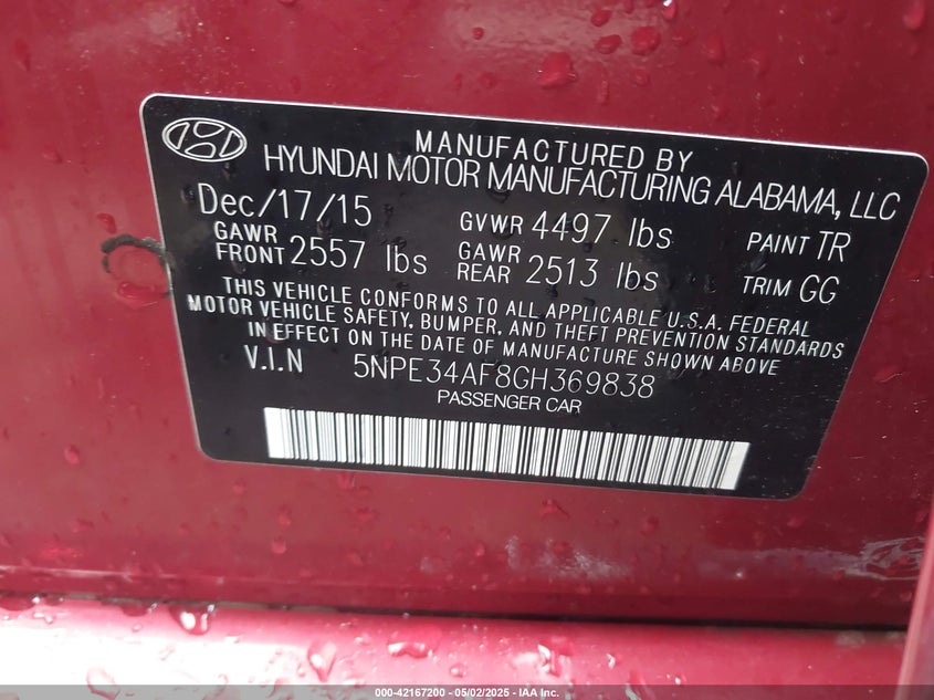 2016 HYUNDAI SONATA SPORT - 5NPE34AF8GH369838