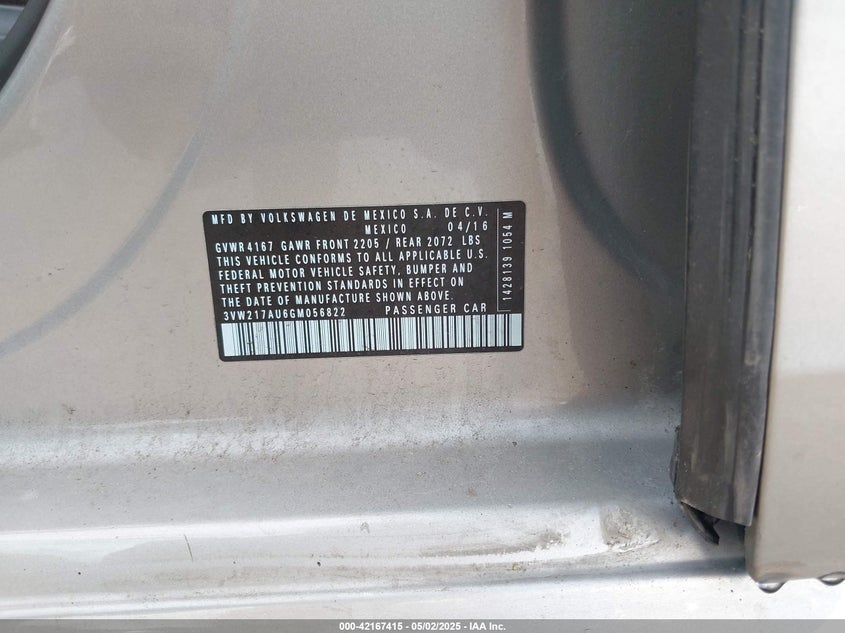 2016 VOLKSWAGEN GOLF S/SE/SEL - 3VW217AU6GM056822