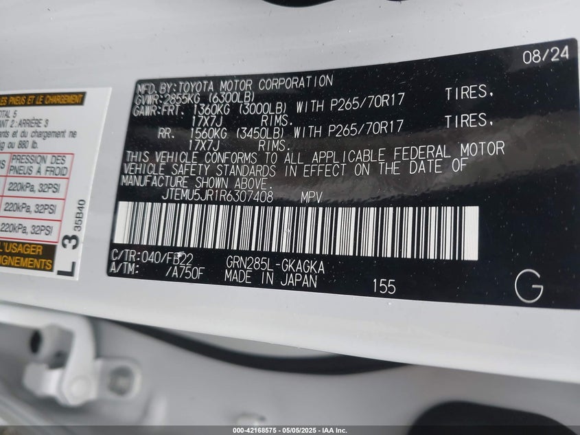 2024 TOYOTA 4RUNNER SR5 - JTEMU5JR1R6307408