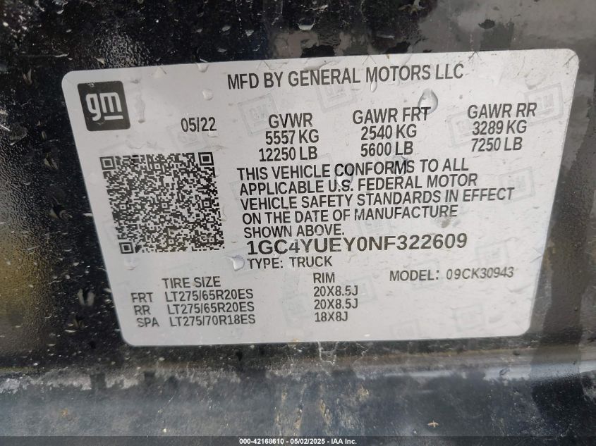 2022 Chevrolet Silverado 3500hd - 1GC4YUEY0NF322609