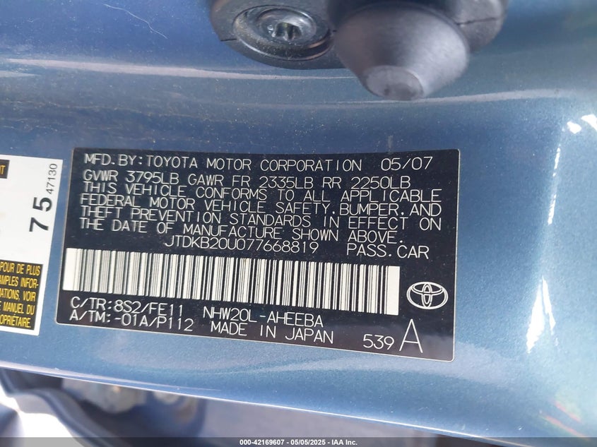 2010 TOYOTA PRIUS VIN: JTDKN3DU5A0138384
