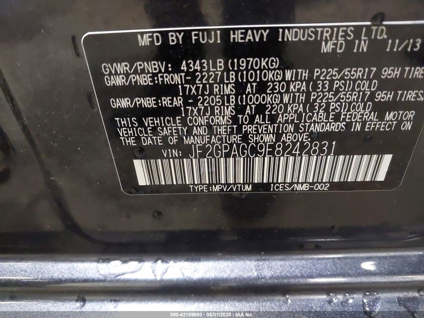 2014 SUBARU XV CROSSTREK 2.0I LIMITED - JF2GPAGC9E8242831