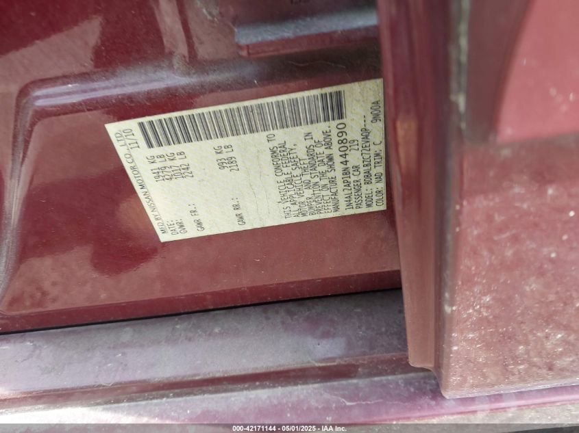 2011 Nissan Altima 2.5 S VIN: 1N4AL2AP1BN440890 Lot: 42171144