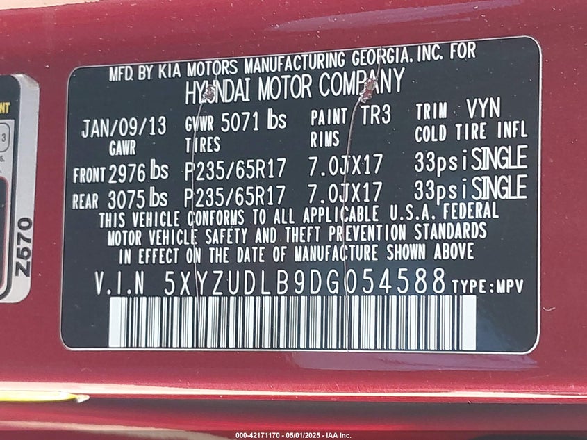 2013 HYUNDAI SANTA FE SPORT - 5XYZUDLB9DG054588