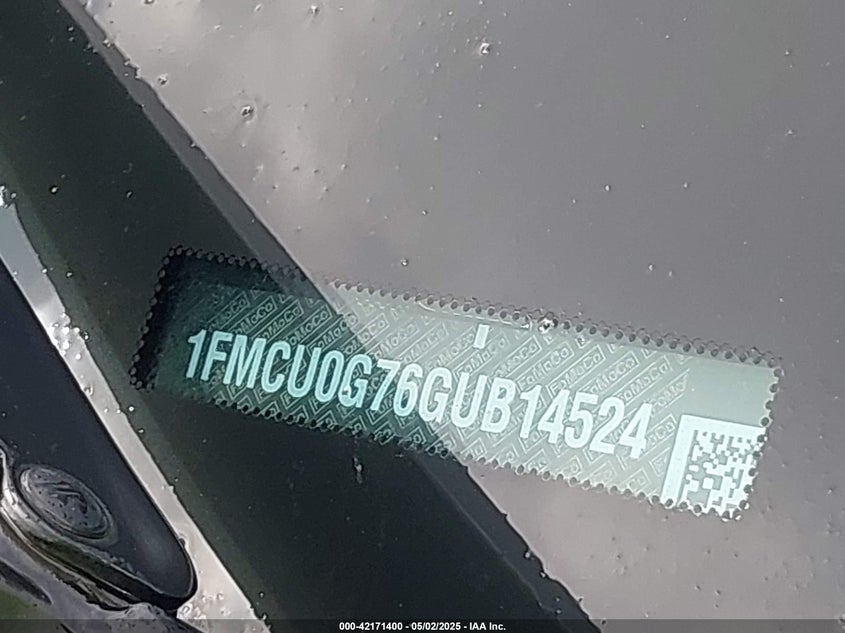 2016 FORD ESCAPE VIN: 1FMCU0G76GUB14524