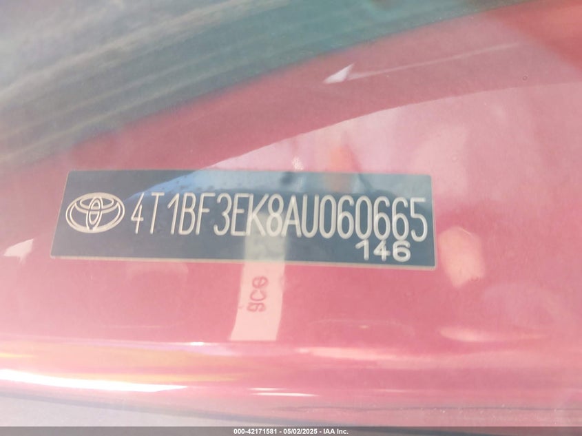 2010 TOYOTA CAMRY VIN: 4T1BF3EK8AU060665