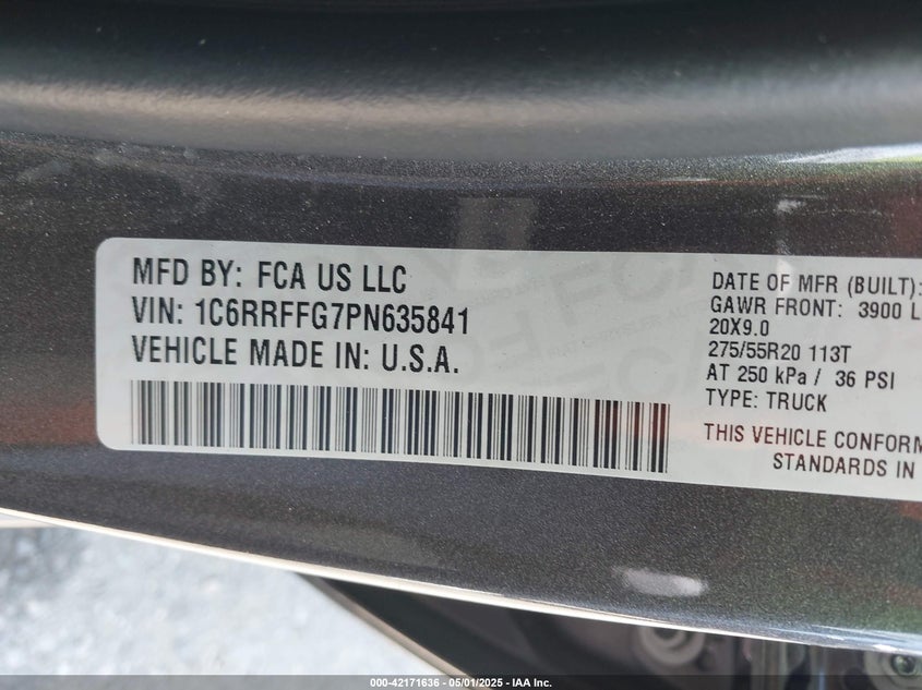 2023 RAM 1500 BIG HORN  4X4 5'7 BOX - 1C6RRFFG7PN635841