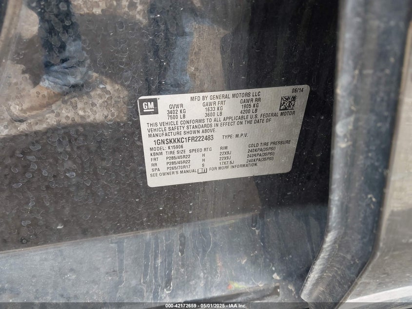 2015 CHEVROLET SUBURBAN 1500 LTZ - 1GNSKKKC1FR222483