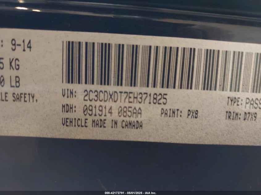 2014 DODGE CHARGER R/T - 2C3CDXDT7EH371825