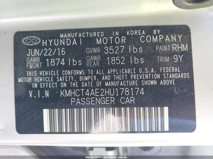 2017 HYUNDAI ACCENT SE - KMHCT4AE2HU178174