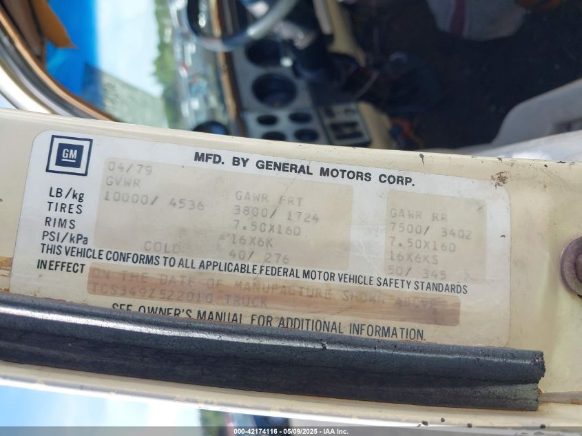 1979 GMC C3500 VIN: 0000TCZ149Z529111 Lot: 42174116