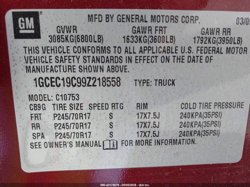 1GCEC19C99Z218558 2009 CHEVROLET SILVERADO photo no. 9