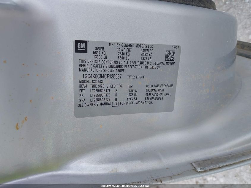 2012 Chevrolet Silverado 3500Hd Lt VIN: 1GC4K0C84CF125937 Lot: 42175342