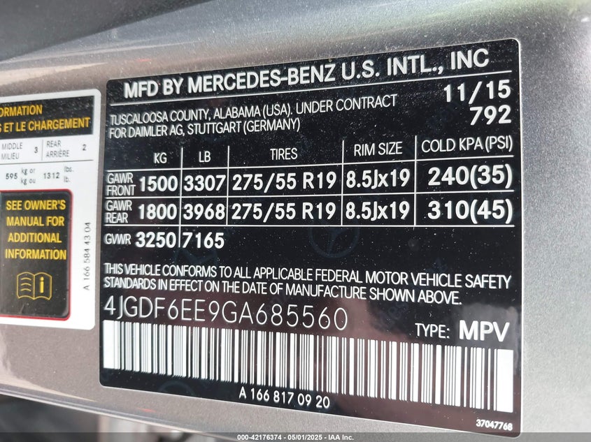 2016 MERCEDES-BENZ GL 450 4MATIC - 4JGDF6EE9GA685560