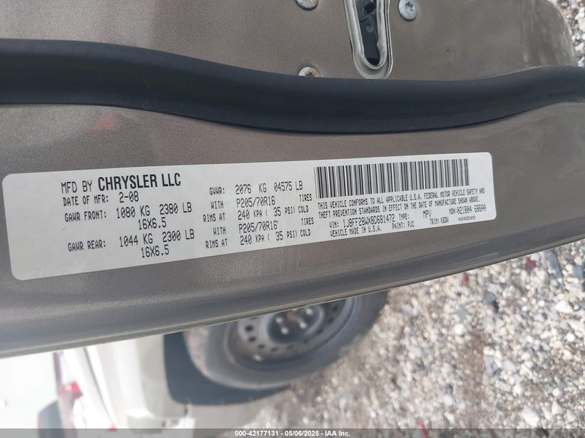 2008 JEEP PATRIOT VIN: 1J8FF28WX8D681472