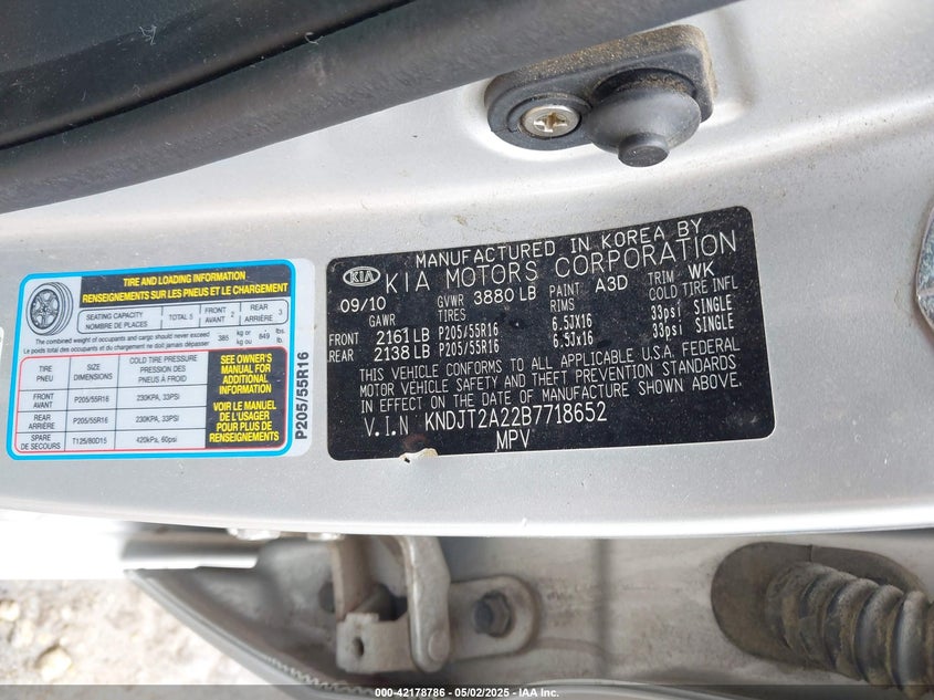 2011 KIA SOUL VIN: KNDJT2A22B7718652