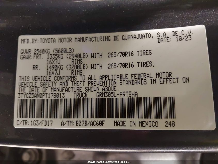 2023 Toyota Tacoma - 3TYCZ5AN0PT178013