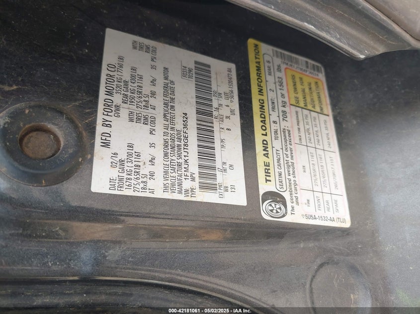 2016 FORD EXPEDITION EL XLT - 1FMJK1JT8GEF36524