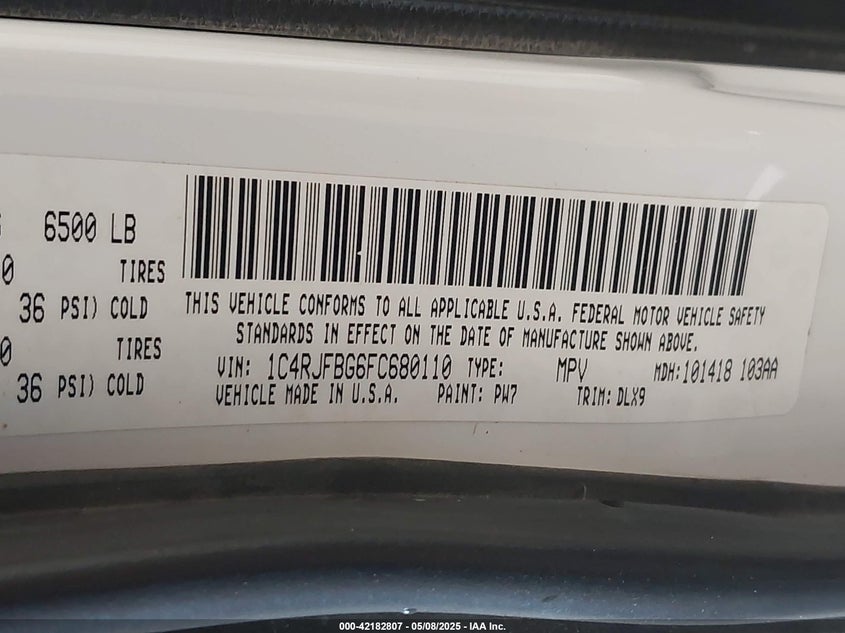 2015 JEEP GRAND CHEROKEE LIMITED - 1C4RJFBG6FC680110