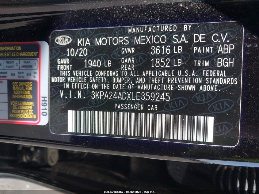 2020 KIA RIO S - 3KPA24ADXLE359245