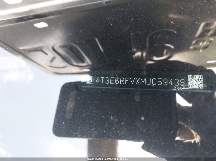 VIN 4T3E6RFVXMU059439 2021 TOYOTA RAV4 HYBRID XSE