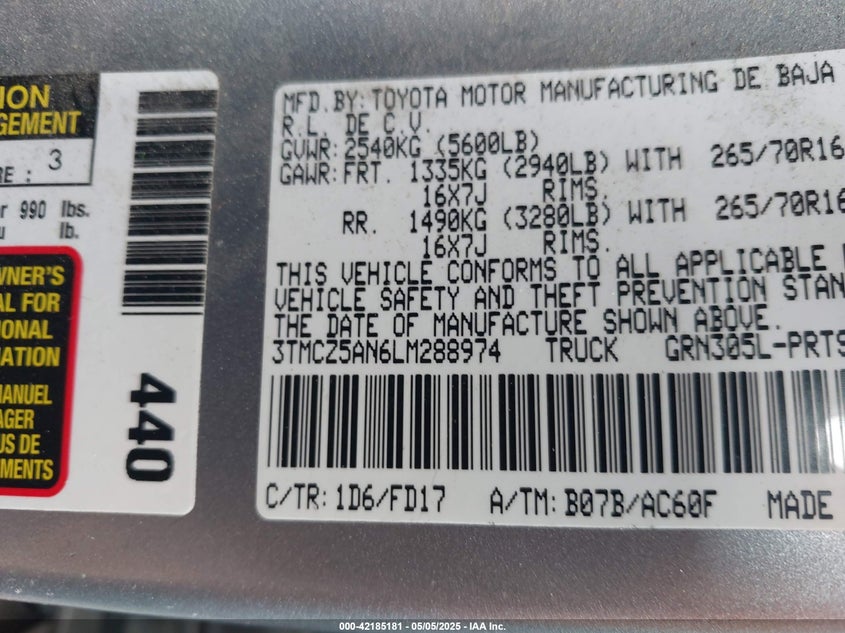 2020 TOYOTA TACOMA TRD OFF-ROAD - 3TMCZ5AN6LM288974