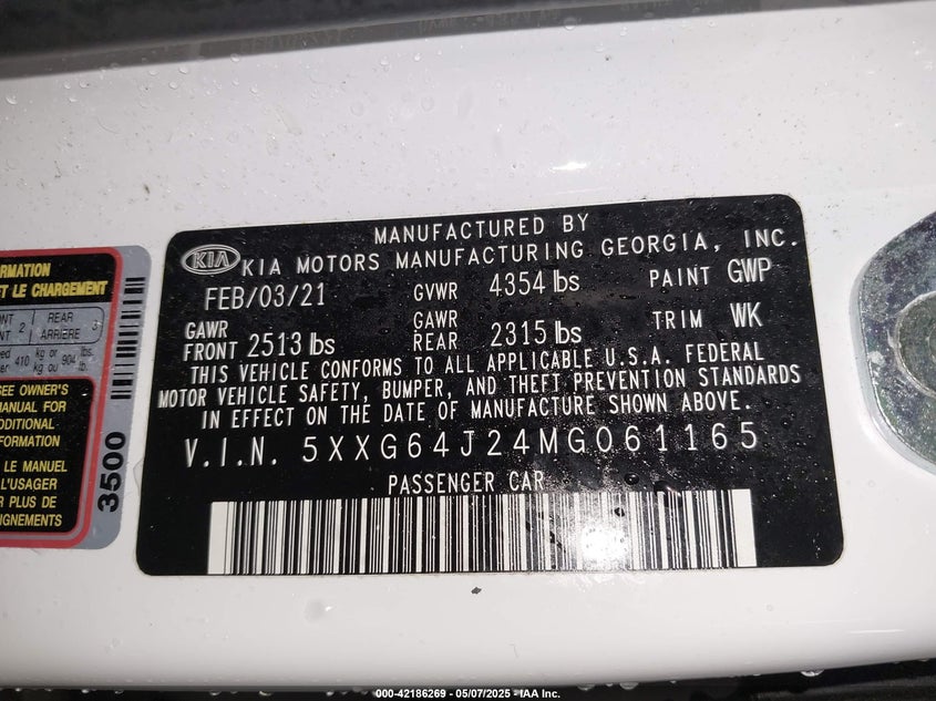 2021 KIA K5 GT-LINE - 5XXG64J24MG061165