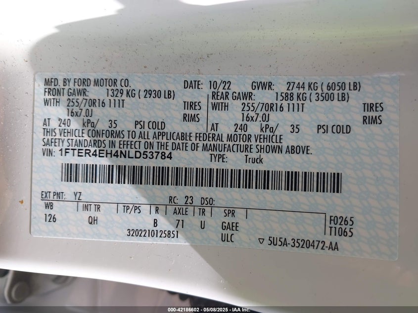 2022 FORD RANGER XL - 1FTER4EH4NLD53784