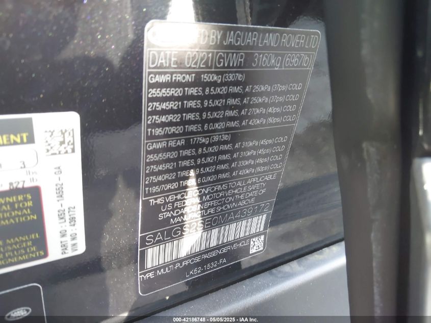 2021 Land Rover Range Rover - SALGS2SE0MA439172