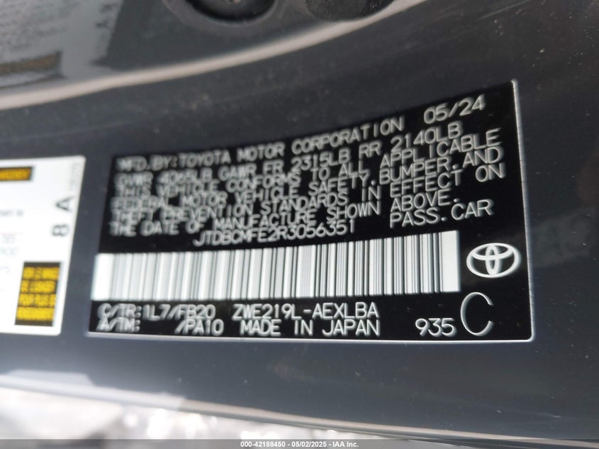 2024 TOYOTA COROLLA HYBRID LE - JTDBCMFE2R3056351