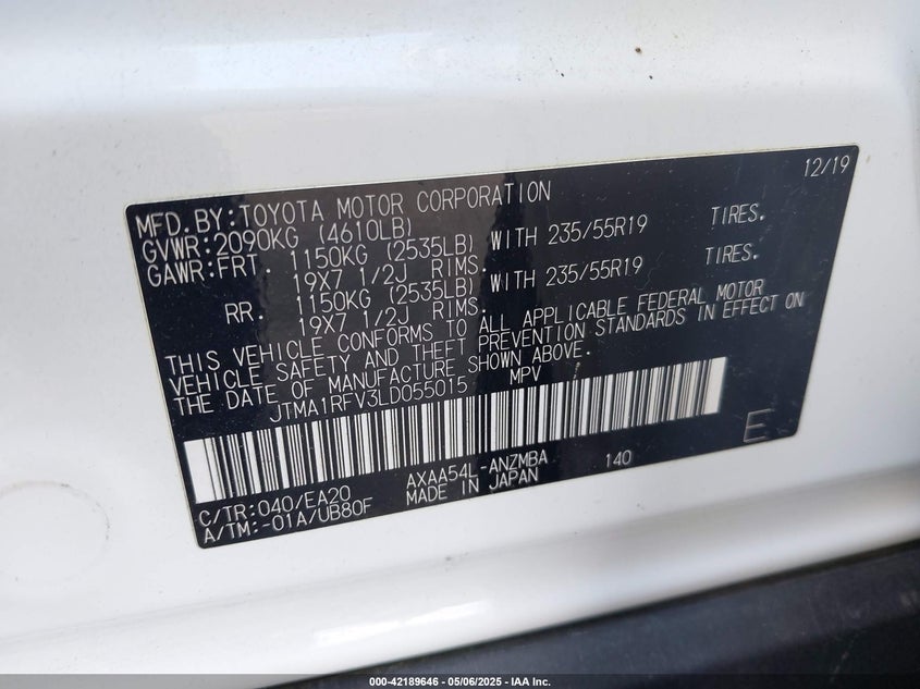 2020 TOYOTA RAV4 XLE PREMIUM - JTMA1RFV3LD055015