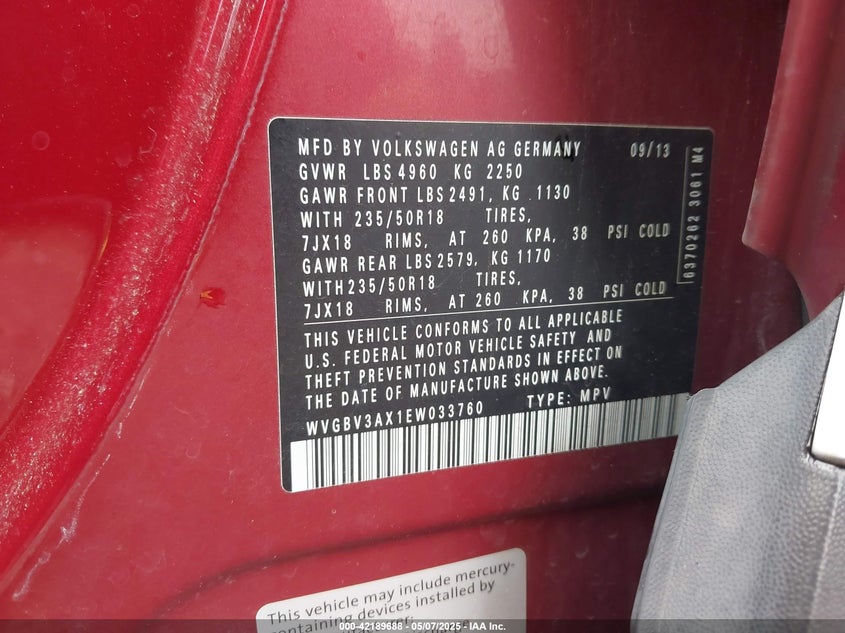 2014 VOLKSWAGEN TIGUAN SEL - WVGBV3AX1EW033760