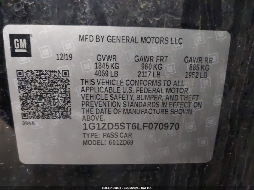 1G1ZD5ST6LF070970 2020 CHEVROLET MALIBU photo no. 9