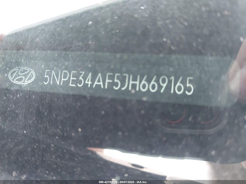 2018 Hyundai Sonata Sel VIN: 5NPE34AF5JH669165 Lot: 42191772