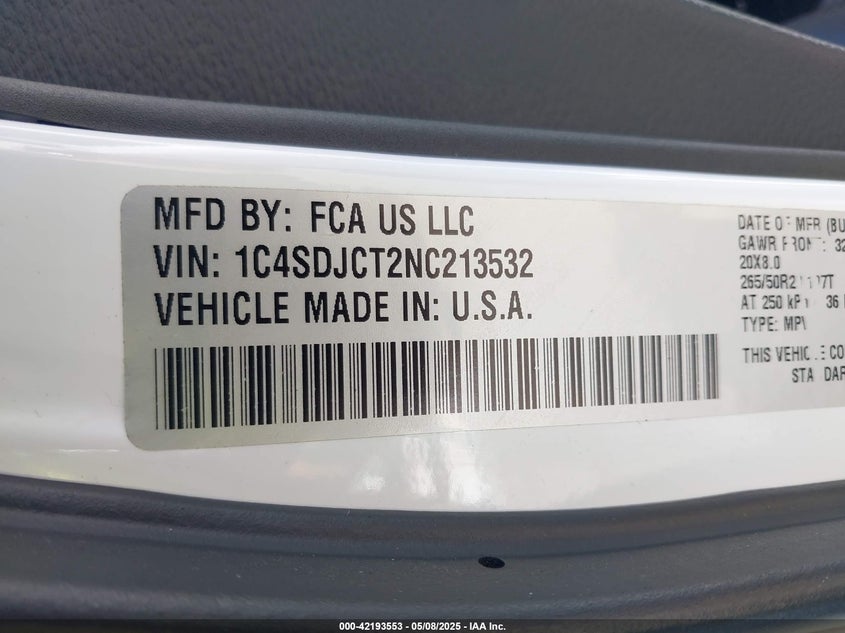 2022 DODGE DURANGO R/T AWD - 1C4SDJCT2NC213532