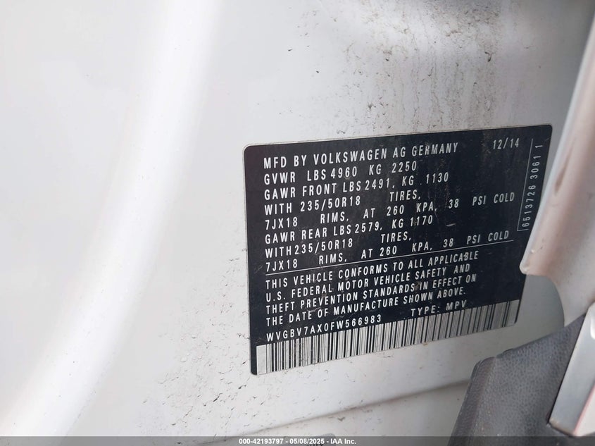 2015 VOLKSWAGEN TIGUAN SEL - WVGBV7AX0FW566983