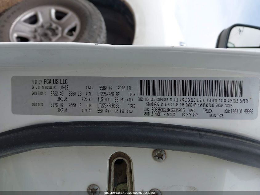 2019 Ram 3500 - 3C63R3GL8KG695015