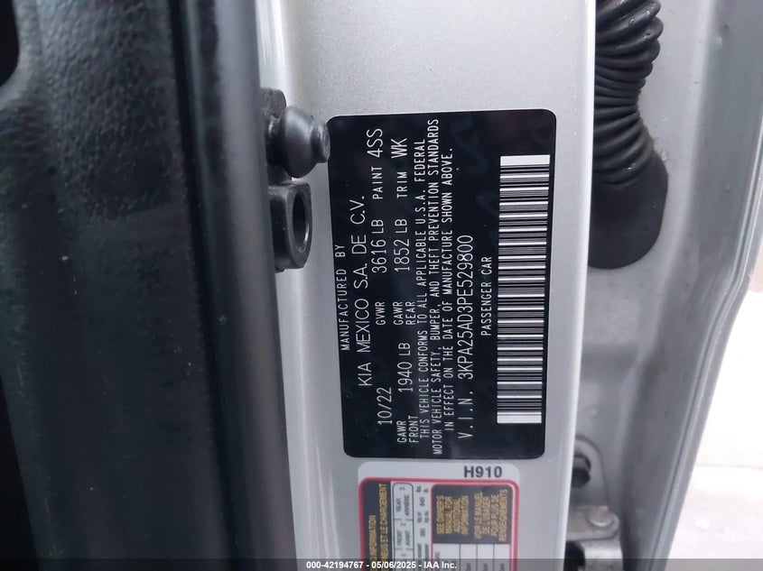 VIN 3KPA25AD3PE529800 2023 KIA RIO 5-DOOR S