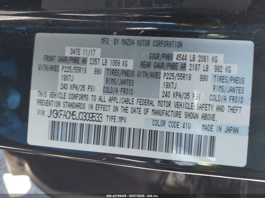 2018 MAZDA CX-5 TOURING - JM3KFACM5J0309533